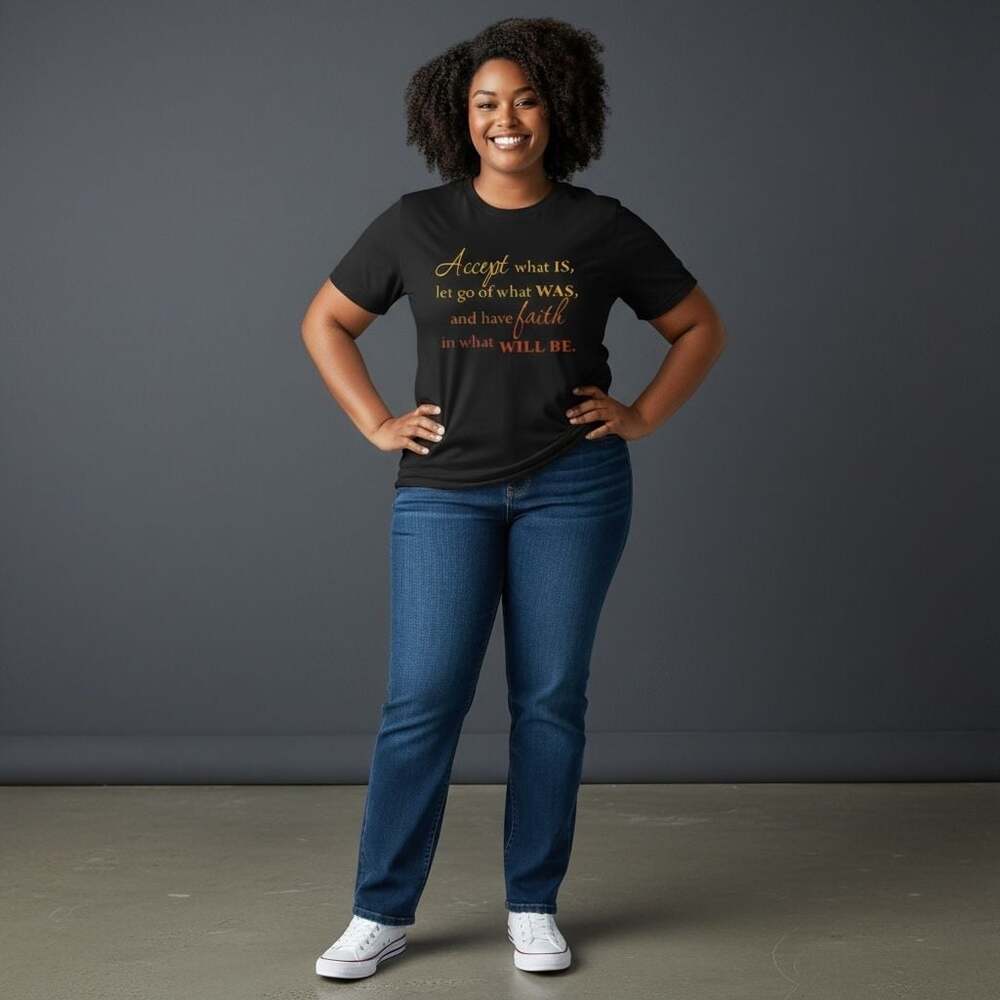 Size S ‘Accept What Is Let Go Of What Was Have Faith In What Will Be’ Tee Shirt - Picture 3 of 3